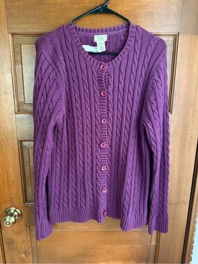 VINTAGE LL BEAN CABLE KNIT CARDIGAN